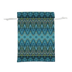 Boho Teal Blue Pattern Lightweight Drawstring Pouch (s) by SpinnyChairDesigns