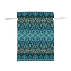 Boho Teal Blue Pattern Lightweight Drawstring Pouch (l) by SpinnyChairDesigns