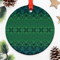 Boho Emerald Green And Blue  Ornament (round) by SpinnyChairDesigns