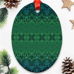 Boho Emerald Green And Blue  Ornament (oval) by SpinnyChairDesigns