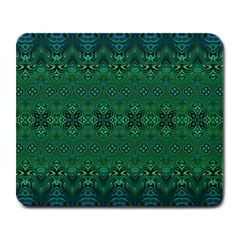 Boho Emerald Green And Blue  Large Mousepads by SpinnyChairDesigns