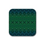 Boho Emerald Green and Blue  Rubber Square Coaster (4 pack)  Front