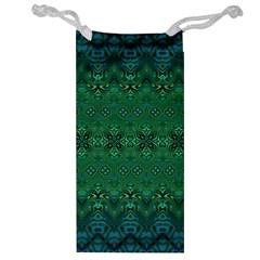 Boho Emerald Green And Blue  Jewelry Bag by SpinnyChairDesigns