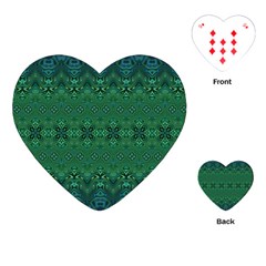 Boho Emerald Green And Blue  Playing Cards Single Design (heart) by SpinnyChairDesigns