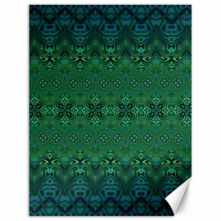 Boho Emerald Green and Blue  Canvas 18  x 24 