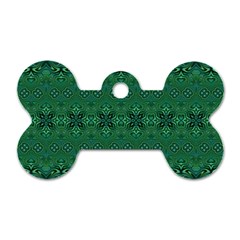 Boho Emerald Green And Blue  Dog Tag Bone (one Side) by SpinnyChairDesigns