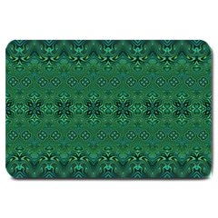 Boho Emerald Green And Blue  Large Doormat  by SpinnyChairDesigns