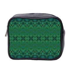 Boho Emerald Green And Blue  Mini Toiletries Bag (two Sides) by SpinnyChairDesigns