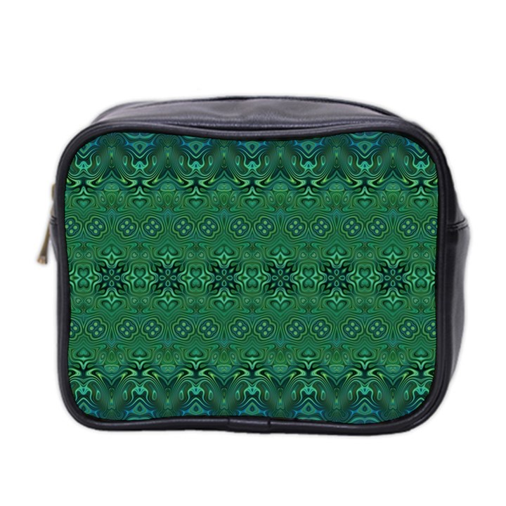 Boho Emerald Green and Blue  Mini Toiletries Bag (Two Sides)