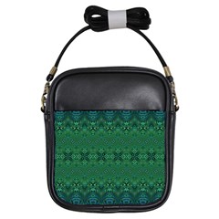 Boho Emerald Green And Blue  Girls Sling Bag by SpinnyChairDesigns