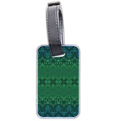 Boho Emerald Green And Blue  Luggage Tag (two Sides) by SpinnyChairDesigns