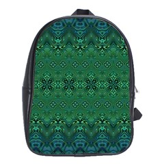 Boho Emerald Green And Blue  School Bag (xl) by SpinnyChairDesigns