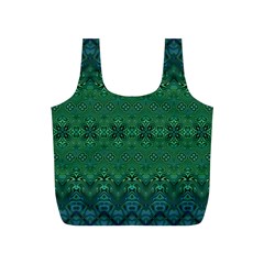 Boho Emerald Green And Blue  Full Print Recycle Bag (s) by SpinnyChairDesigns