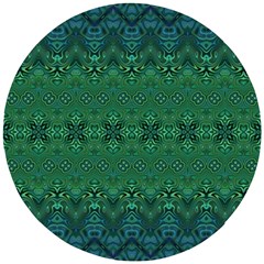 Boho Emerald Green And Blue  Wooden Puzzle Round by SpinnyChairDesigns