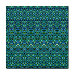 Boho Teal Green Blue Pattern Tile Coaster by SpinnyChairDesigns