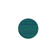 Boho Teal Green Blue Pattern 1  Mini Buttons by SpinnyChairDesigns