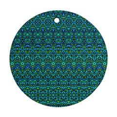 Boho Teal Green Blue Pattern Ornament (round) by SpinnyChairDesigns