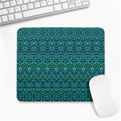 Boho Teal Green Blue Pattern Large Mousepads by SpinnyChairDesigns