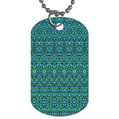 Boho Teal Green Blue Pattern Dog Tag (one Side) by SpinnyChairDesigns