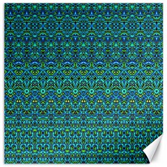 Boho Teal Green Blue Pattern Canvas 12  X 12  by SpinnyChairDesigns