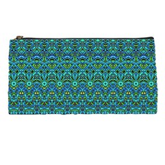 Boho Teal Green Blue Pattern Pencil Case by SpinnyChairDesigns