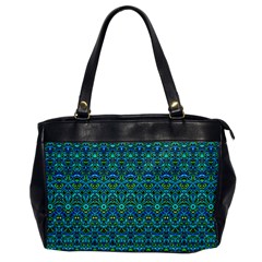 Boho Teal Green Blue Pattern Oversize Office Handbag by SpinnyChairDesigns