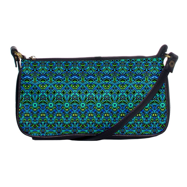 Boho Teal Green Blue Pattern Shoulder Clutch Bag