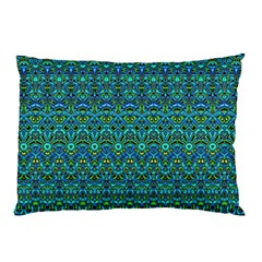 Boho Teal Green Blue Pattern Pillow Case (two Sides) by SpinnyChairDesigns