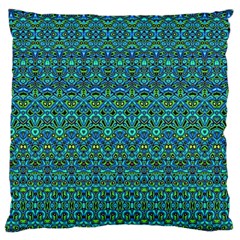 Boho Teal Green Blue Pattern Large Cushion Case (two Sides) by SpinnyChairDesigns