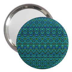 Boho Teal Green Blue Pattern 3  Handbag Mirrors by SpinnyChairDesigns