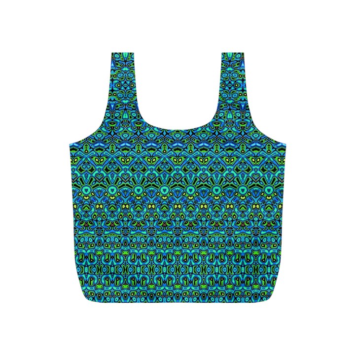 Boho Teal Green Blue Pattern Full Print Recycle Bag (S)