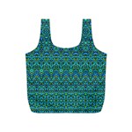 Boho Teal Green Blue Pattern Full Print Recycle Bag (S) Back