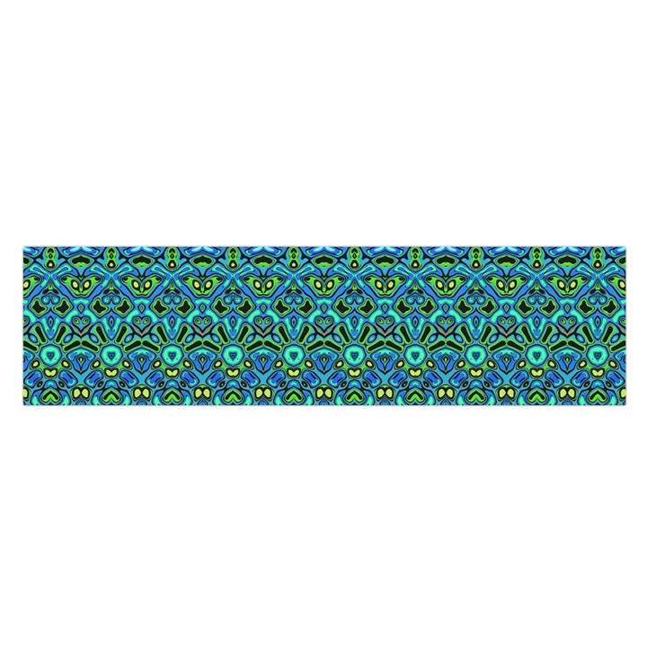 Boho Teal Green Blue Pattern Satin Scarf (Oblong)