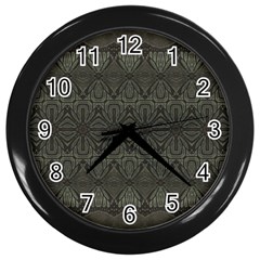 Boho Antique Bronze Pattern Wall Clock (black) by SpinnyChairDesigns