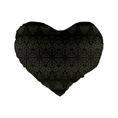 Boho Antique Bronze Pattern Standard 16  Premium Flano Heart Shape Cushions by SpinnyChairDesigns