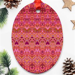 Boho Pink Pattern Ornament (oval) by SpinnyChairDesigns