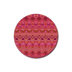 Boho Pink Pattern Rubber Round Coaster (4 Pack)  by SpinnyChairDesigns