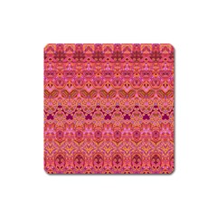 Boho Pink Pattern Square Magnet by SpinnyChairDesigns