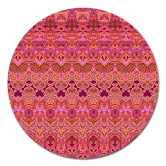 Boho Pink Pattern Magnet 5  (round) by SpinnyChairDesigns