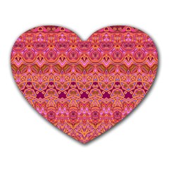 Boho Pink Pattern Heart Mousepads by SpinnyChairDesigns