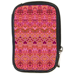 Boho Pink Pattern Compact Camera Leather Case by SpinnyChairDesigns