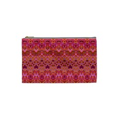 Boho Pink Pattern Cosmetic Bag (small) by SpinnyChairDesigns