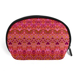 Boho Pink Pattern Accessory Pouch (large) by SpinnyChairDesigns