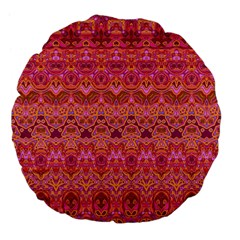 Boho Pink Pattern Large 18  Premium Flano Round Cushions by SpinnyChairDesigns