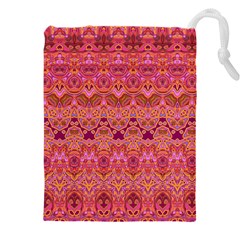 Boho Pink Pattern Drawstring Pouch (4xl) by SpinnyChairDesigns