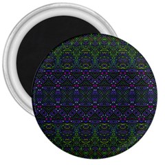 Boho Purple Green Pattern 3  Magnets by SpinnyChairDesigns