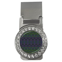 Boho Purple Green Pattern Money Clips (cz)  by SpinnyChairDesigns