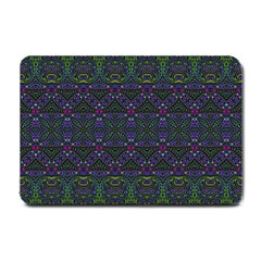 Boho Purple Green Pattern Small Doormat  by SpinnyChairDesigns