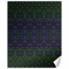 Boho Purple Green Pattern Canvas 11  X 14  by SpinnyChairDesigns