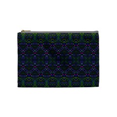 Boho Purple Green Pattern Cosmetic Bag (medium) by SpinnyChairDesigns